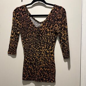 Guess Leopard Print Top - Brown and Black